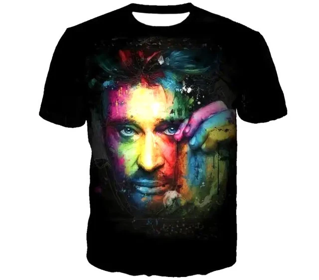 T-shirt Johnny Hallyday 2003 Vintage - Taille XL - Noir - Occasion Très Bon état