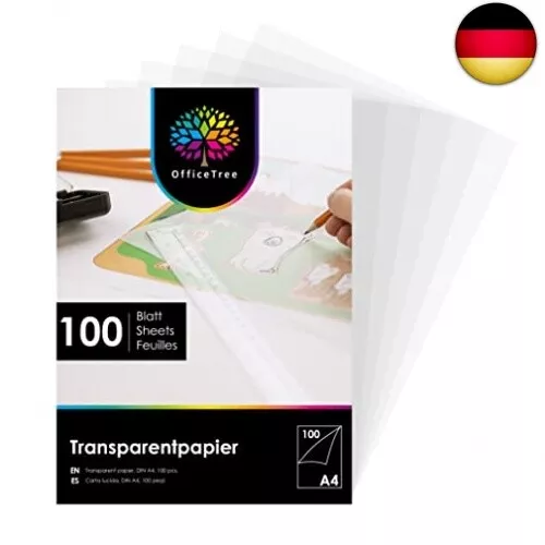 OfficeTree 100 Blatt Transparentpapier A4 Bedruckbar - Pergamentpapier A4 -