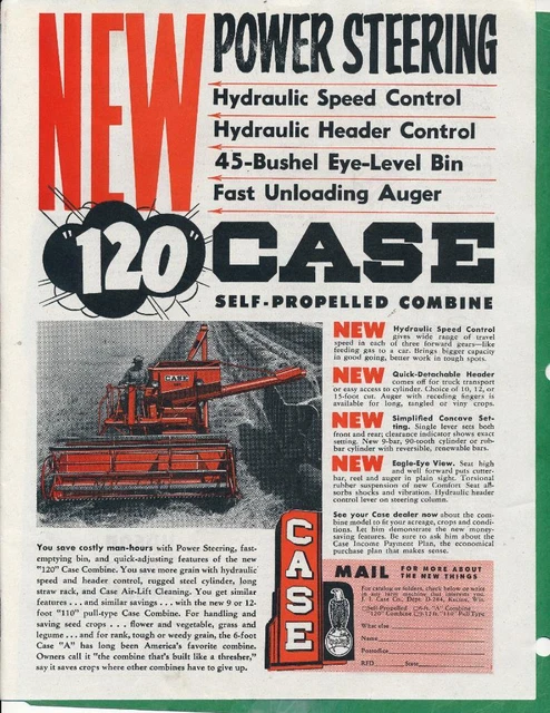 Magazine Ad - 1954 - CASE Self-Propelled Combine - Racine, WI