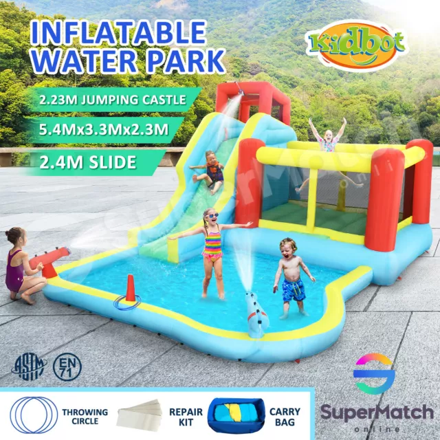 Inflatable Water Slide Kids Water Park Jumping Splash Bouncer Castle Pool Toy