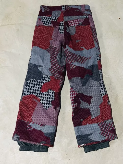 Burton G Boys Ski Snowboard Snow Pant True Black Red Gray Print Size L US 10/12