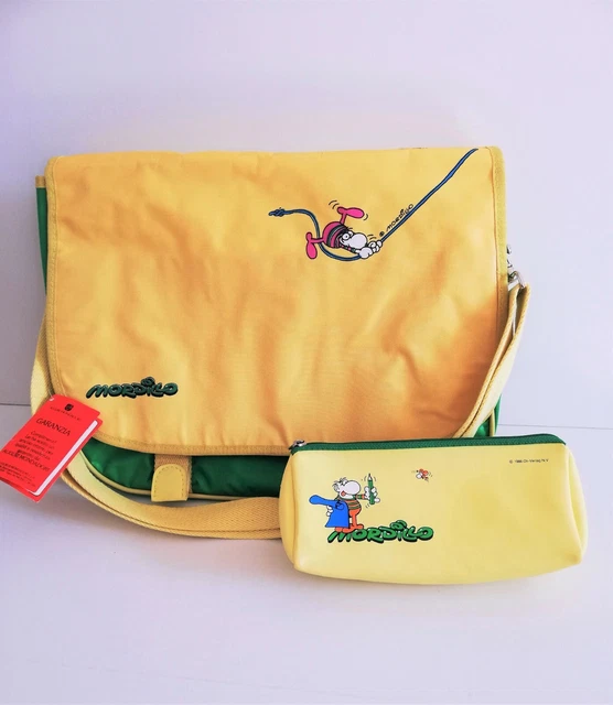 MORDILLO 💚💛💚 postina tracolla e astuccio vintage 1986 nuovi AUGURI MONDADORI