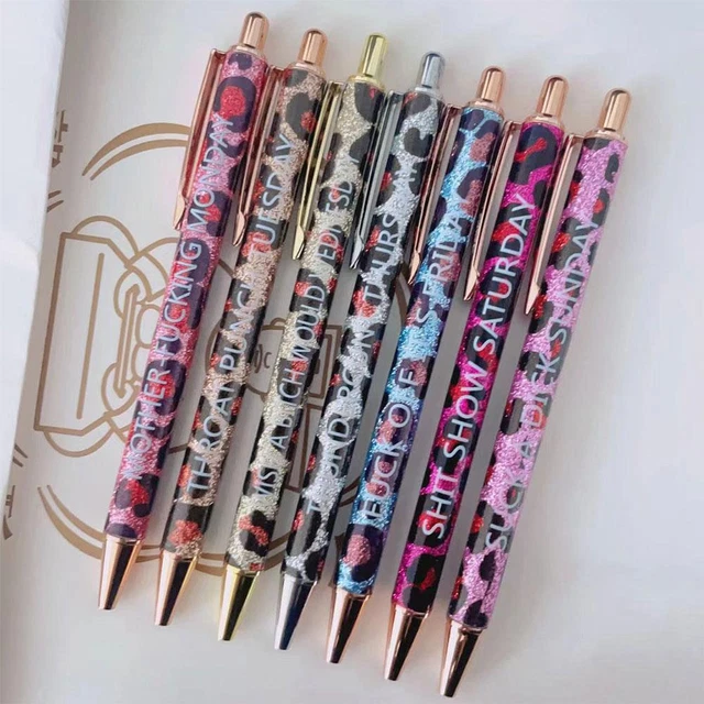 7Pcs Leopard Ballpoint Pen Glitter Pen Funny Pen Novelty Metal Pen Gifts