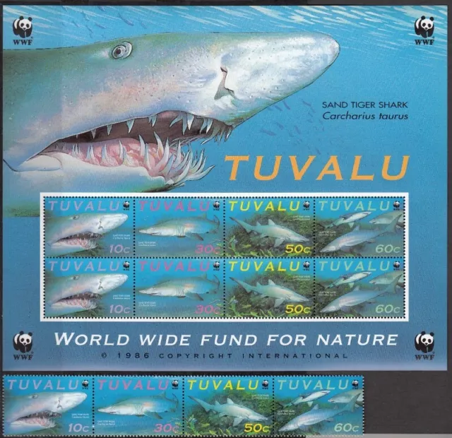 TUVALU, 2000 WWF Naturschutz Sandhai 862/65 Str. und Kleinbogen **, (17739)