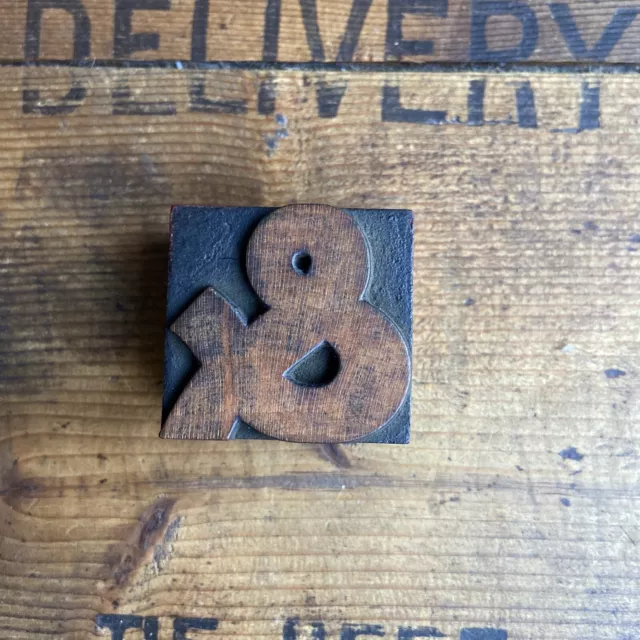 Vintage Printers Block Letterpress Wooden Printing Letter 3.3 cm Ampersand &