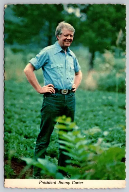 President Jimmy Carter at Home on the Farm Vintage Unposted Circa 1977 Postcard