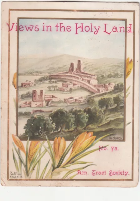 American Tract Society Views in the Holy Land Saffron Yellow Flowers Card c1880s