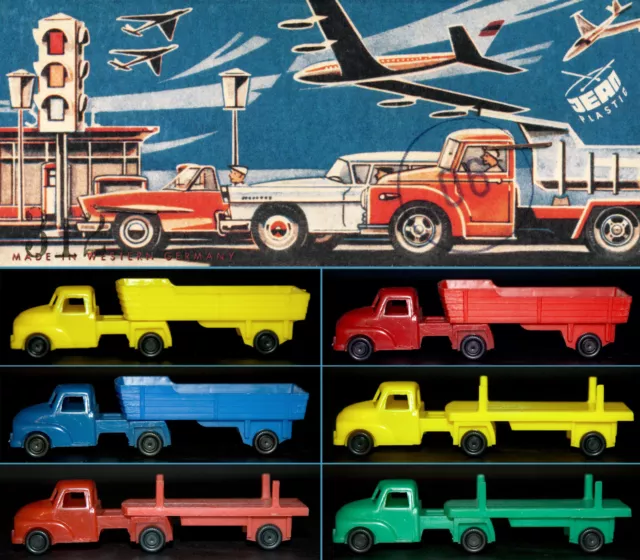 Jean Plastic > Jean Höfler Plastik Autos Lastkraftwagen Lkw Colorset W. Germany 2