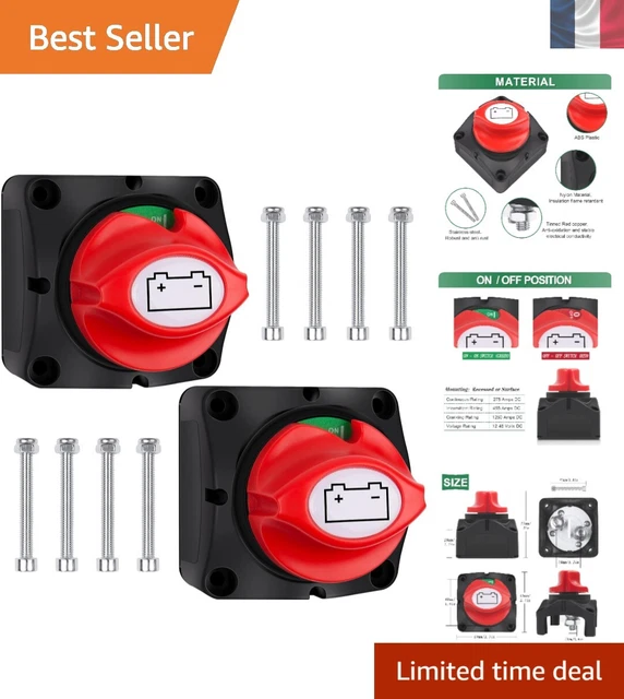 Interrupteur Principal Batterie 12V-48V étanche - 275A, Pour Voiture, Camping-car, Bateau, Moto, Solaire (cuivre Et Acier Inoxydable)