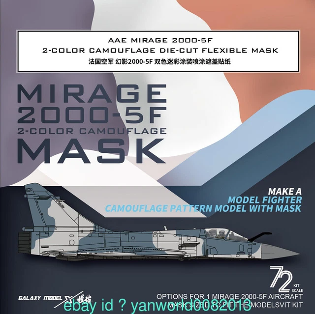 Galaxy D72021 AAE MIRAGE 2000-5F 2-COLOR CAMOUFLAGE DIE-CUT FLEXIBLE MASK