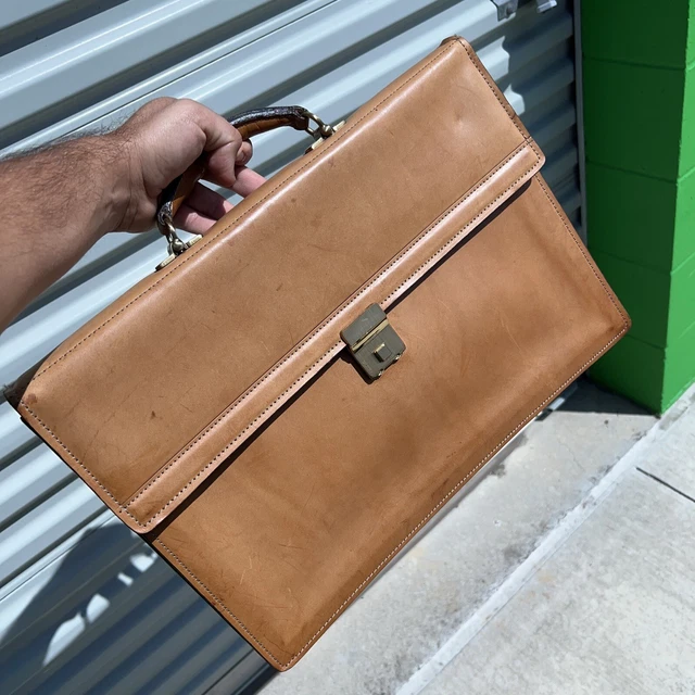 VTG Hartmann Brown Leather Portfolio Laptop Computer Organizer Bag Amiet Lock