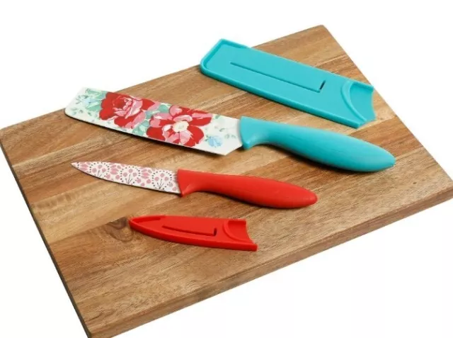 NEW!! PIONEER WOMAN EVIE 3-PC FLORAL FLEXIBLE SILICONE CUTTING MATS BOARD  TEAL