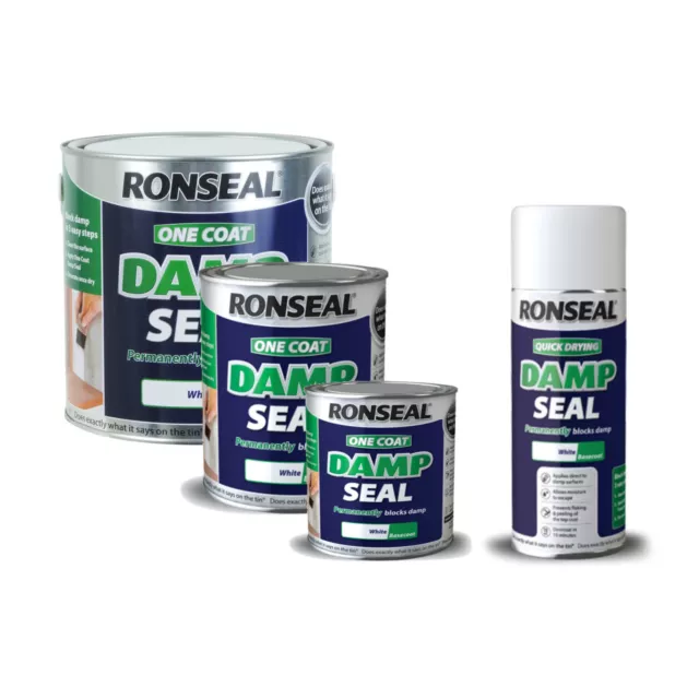 Ronseal - One Coat Damp Seal WHITE MATT - 250ml / 400ml (aerosol) / 750ml / 2.5L