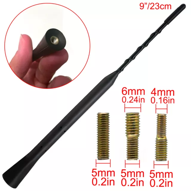 Black Flexible Car Aerial Bee Sting Mast Antenna Ariel Arial Radio AM FM Roof 9"