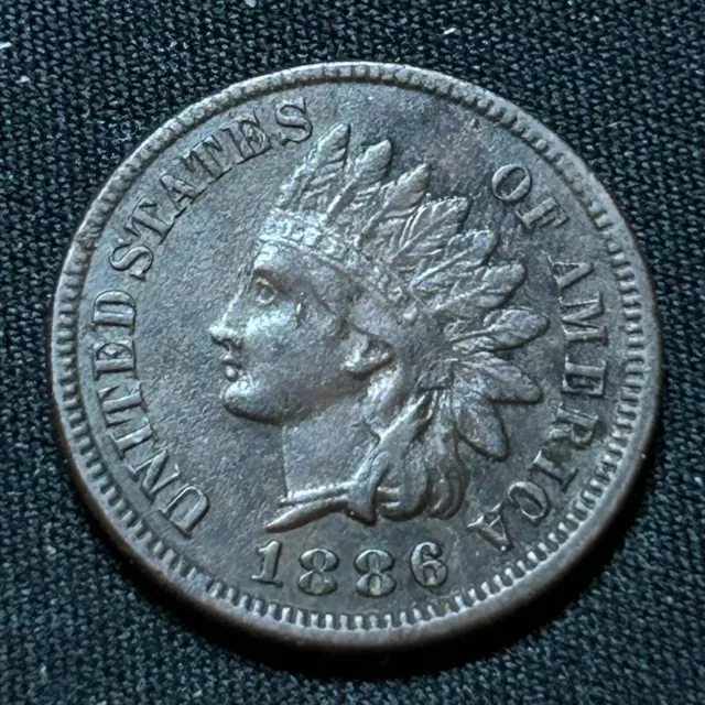 1886 Indian Head Cent Philadelphia Mint Type 1 Choice Very Fine Condition