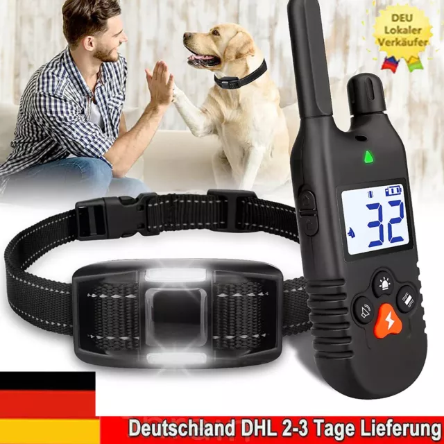 Dog Training Collar USB Rechargeable Electric Shock Remote Control Anti Bark DE