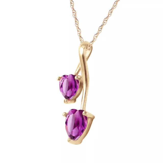 SILVER HEARTS NECKLACE WITH NATURAL AMETHYSTS (Yellow Gold)