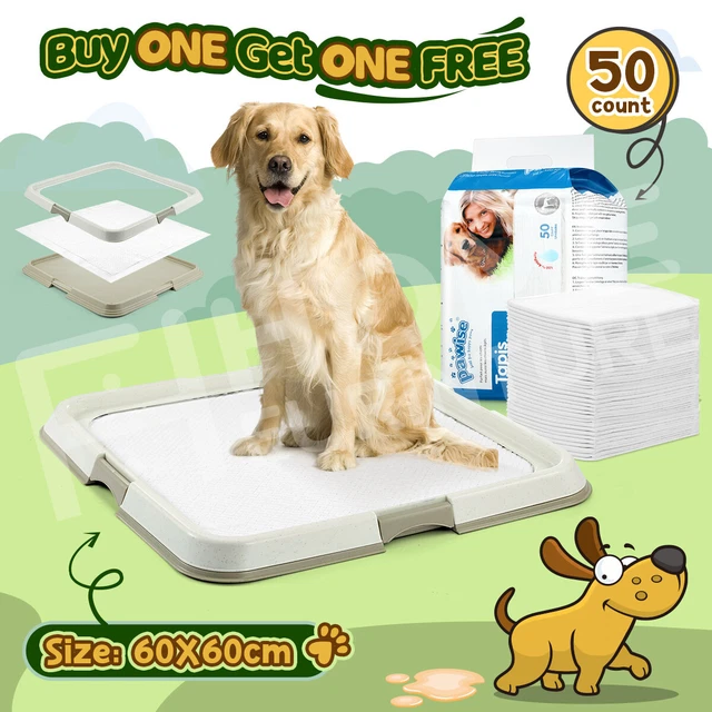 Portable 60x60cm Pet Dog Pee Pad Holder Tray w/50x Cat Toilet Training Mat Potty