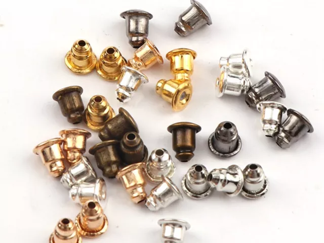 200Pcs Earring Bullet Plug Backs Stoppers Ear Post Nuts Earring Making Findings