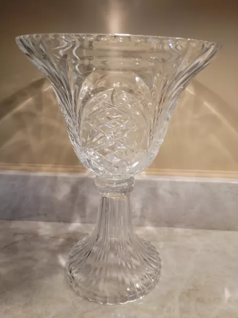 Art Glass Towle Czech Cut Design Lead Crystal Pedestal Centerpiece Bowl 14"