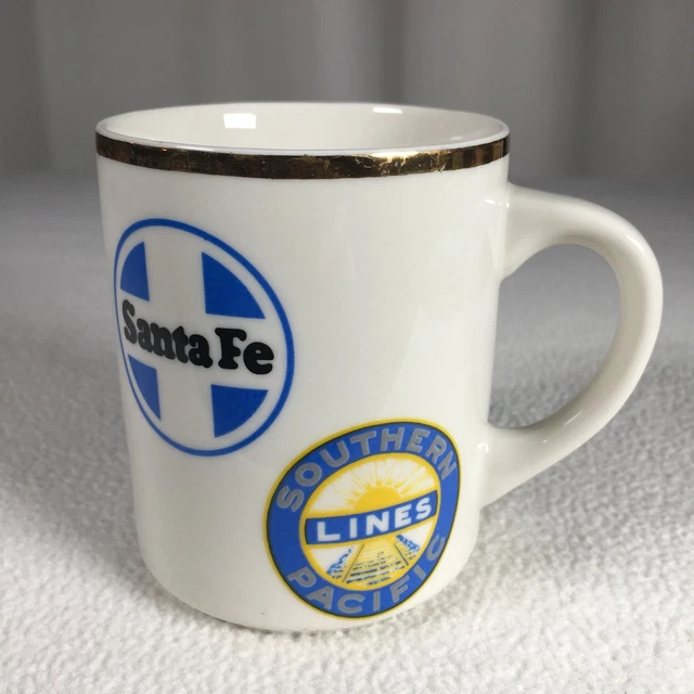 Sante Fe Southern Pacific Lines Coffee Mug 3.75" Tall Ceramic Railroad Train Cup