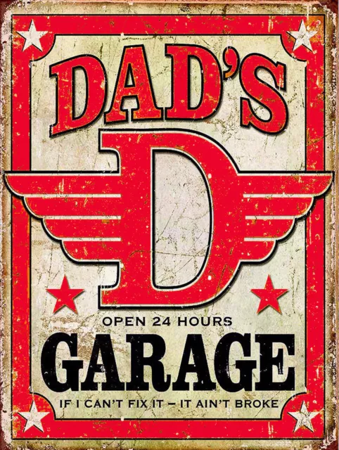 Dads Garage, Retro Metal Aluminium Vintage Sign shed Man Cave Car Gift