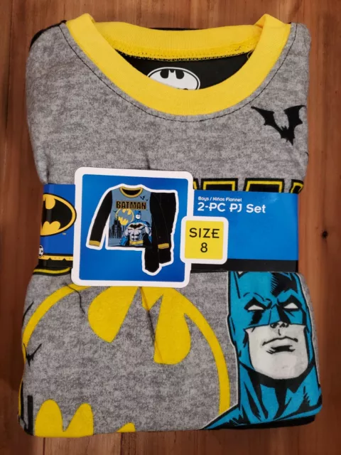 DC BATMAN Pajamas Set 4/5 & 8 Flannel PJ's Boys 2 pc NEW