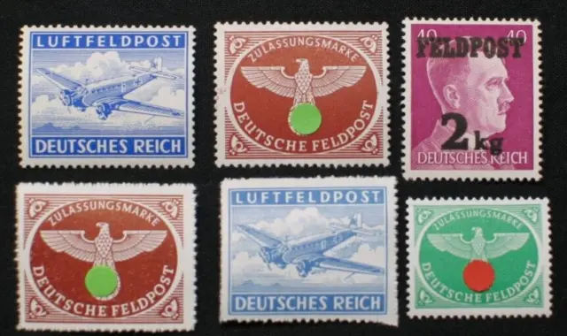 D. Reich, WW2 , Adolf Hitler Feldpostmarken **  Nr. 1A, 1B, 2A, 2B, 3, 4 LUXUS