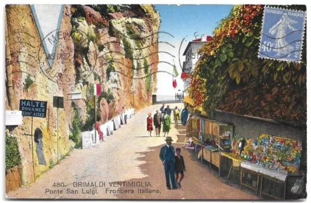 Cartolina Di Imperia ,Ventimiglia - Grimaldi - Ponte S. Luigi - Frontiera - 1932