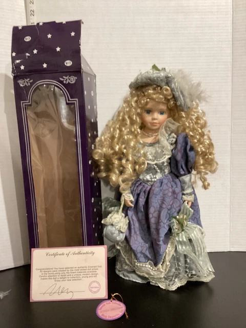 VINTAGE The Emerald Doll Collection BEAUTIFUL Curly Blonde Porcelain 16"