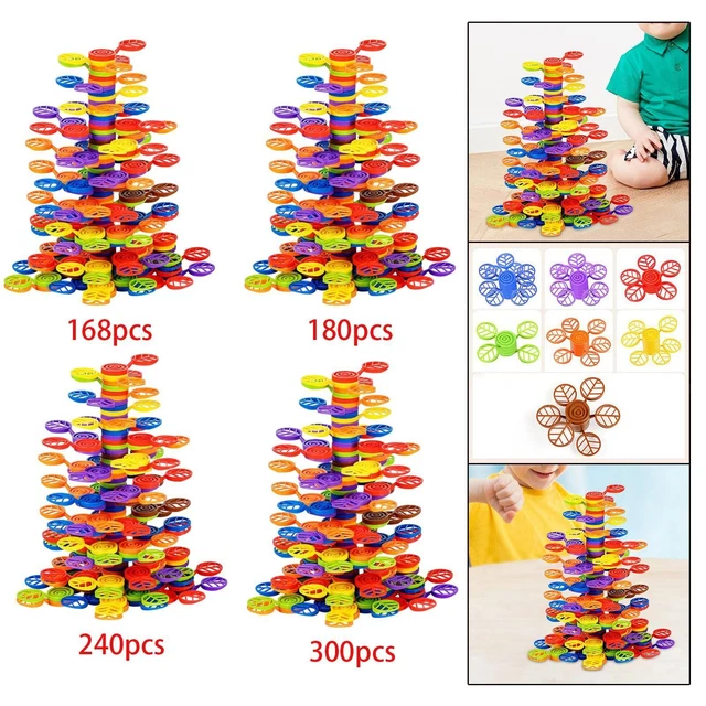 Jeu D'Équilibre Tour Empilable – 60 Blocs Couleurs, 13 Plateaux, Dés – Montessori Éducatif Dès 4 Ans
