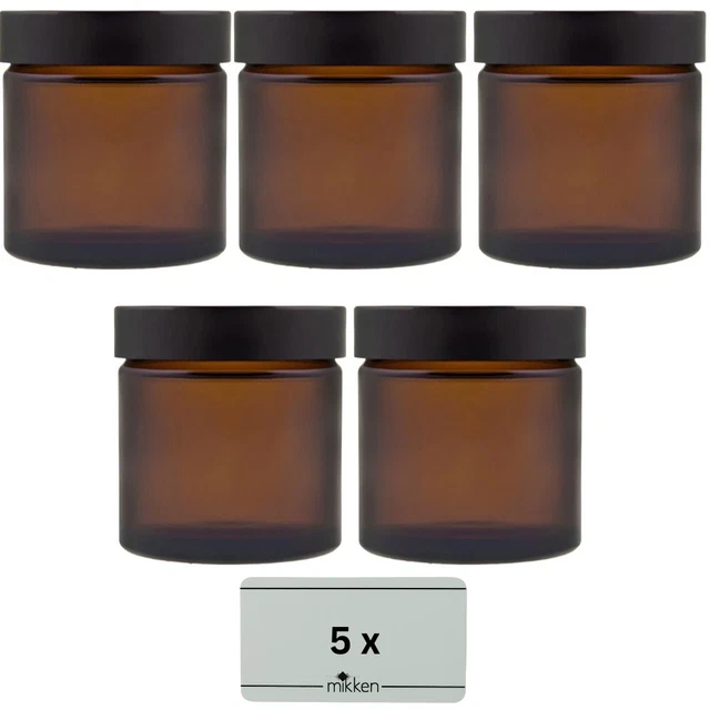 Mikken 2 Braunglas-Tiegel 180 Ml Mit Deckel – Für Cremes, Salben & Gewürze, Inkl. Etiketten