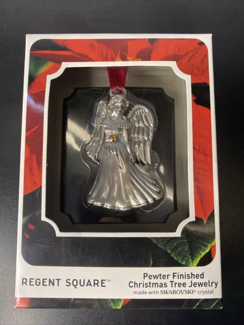 Regent Square Harvey Lewis Angel Christmas Ornament Pewter Swarovski Crystal NEW