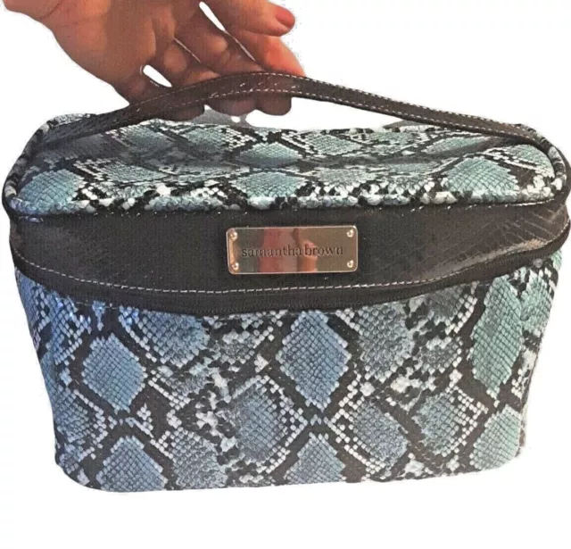 Samantha Brown Teal Snakeskin Cosmetic Bag Case Travel
