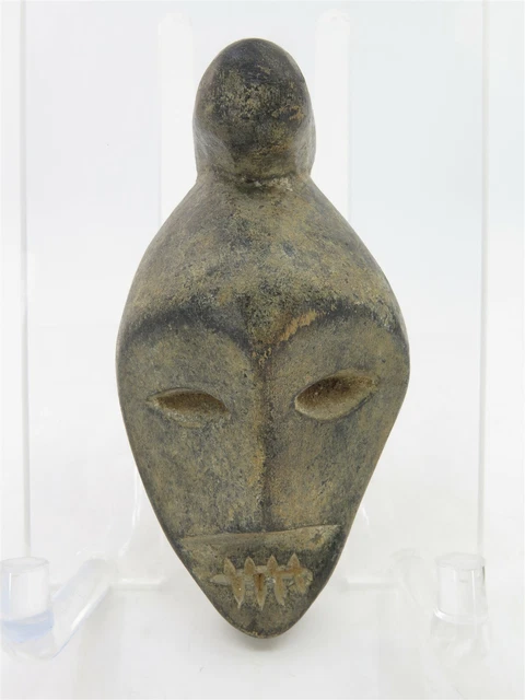 Authentic Old Carved Wood African Passport Mask from Zaire 3-3/4" Tall x 2" Wide