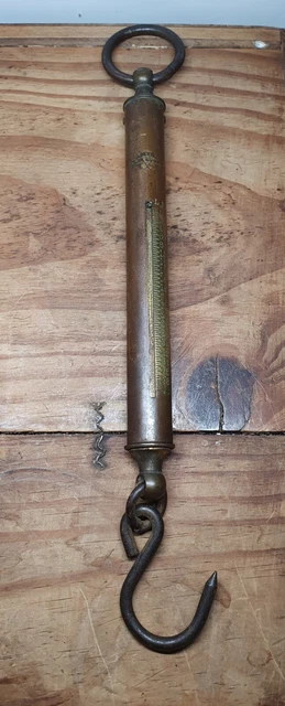 ANTIQUE SALTER BRASS Tube Spring Balance Weighing Scales £20.00 ...