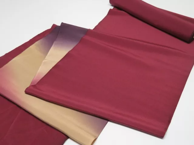 2F03z500  Japanese Kimono Silk BOLT FABRIC  Wine red 330.7x14.6