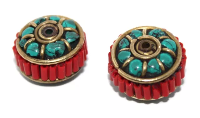 Turquoise beads Boho Necklace Nepalese Beads Tibetan beads Coral Beads BDA39