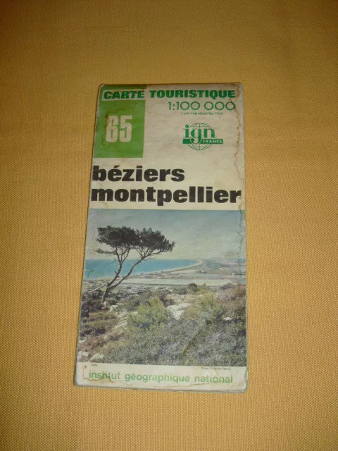 IGN France Carte Touristique N°65 Béziers Montpellier 1978