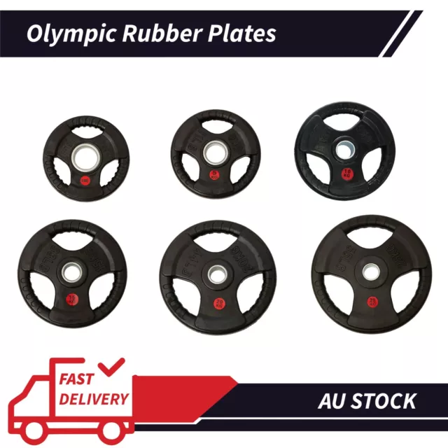 AU Olympic 5CM Rubber Coated Cast Iron Weight Plate 2*25KG Set Commercial Grade