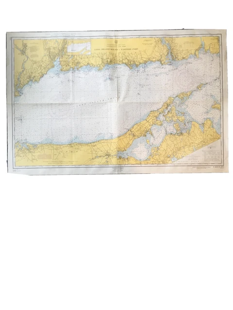 Vintage 1962 "Long Island Sound Eastern Part" Nautical Marine Map Chart 1212