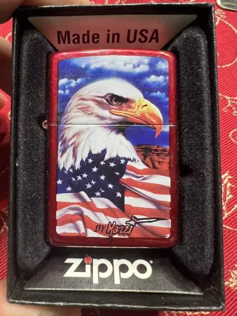 Zippo Mazzi Windproof AMERICAN EAGLE Pocket Lighter, NIB NEVER FIRED