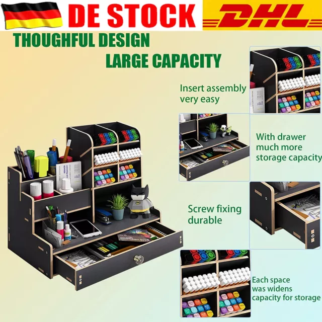 Schreibtisch Organizer aus Holz Stiftehalte Schreibtisch Organizer mit Schublade