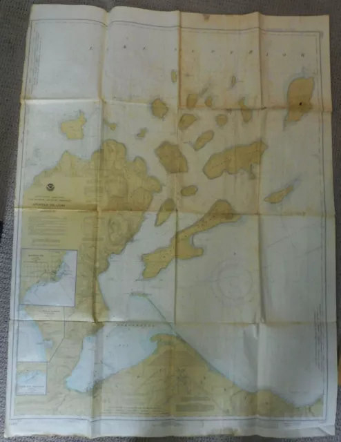 NOAA Nautical Chart 14973 Apostle Islands Lake Superior 36x52 Used Original 1980