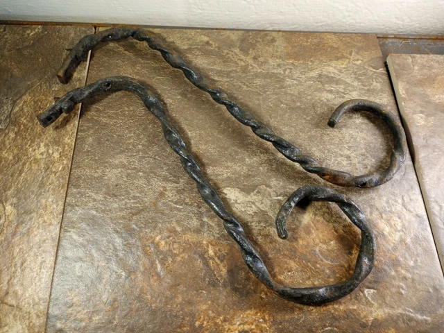 Blacksmith Wrought Forged Twisted "S" Style Iron Hooks! Estate!