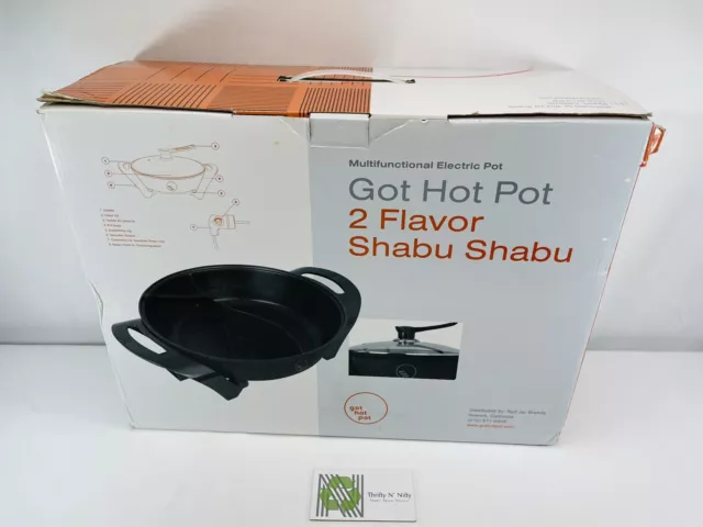 LP Electric Dual Sided Shabu Shabu Divider Hot Pot with Burner and Glass  Lid, 5L