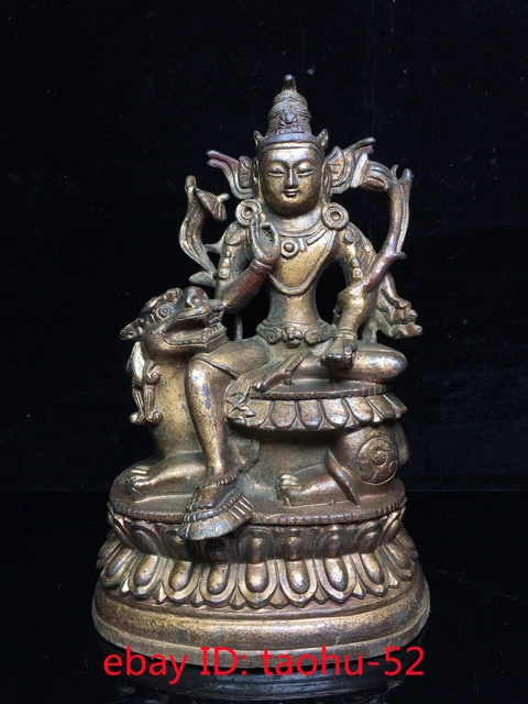 Old Chinese antiques Tibetan Buddhism bronze Manjusri Bodhisattva Buddha statue