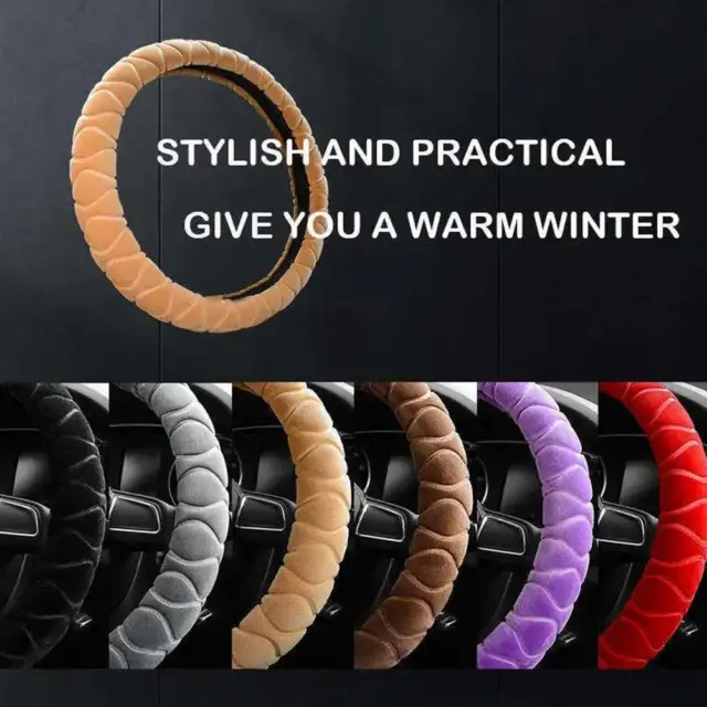 Car Steering Wheel Cover Soft Plush Warm Comfort Universal For Winter$ A3I1