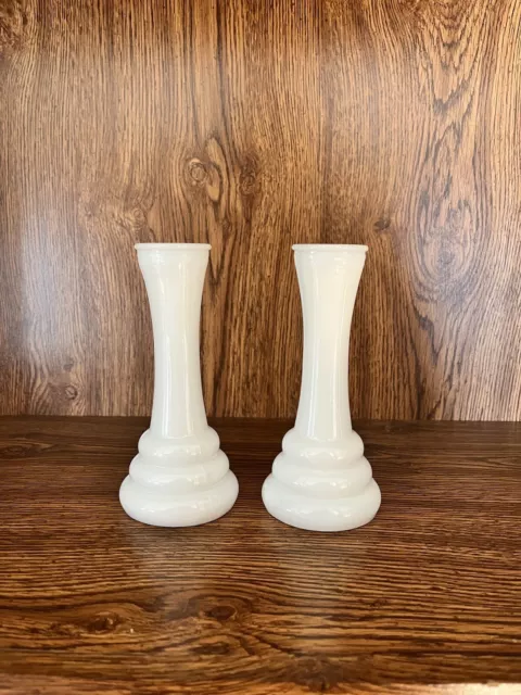 Randall White Milk Glass 6 Inch Vase Lot Of 2