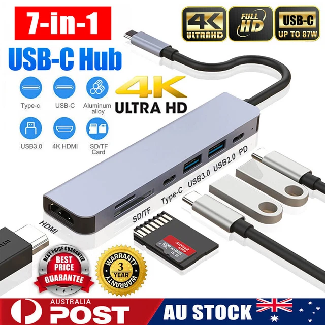 7 in 1 USB Type-C Hub To USB 3.0 4K HDMI SD/TF Adapter For MacBook Air Pro iPad